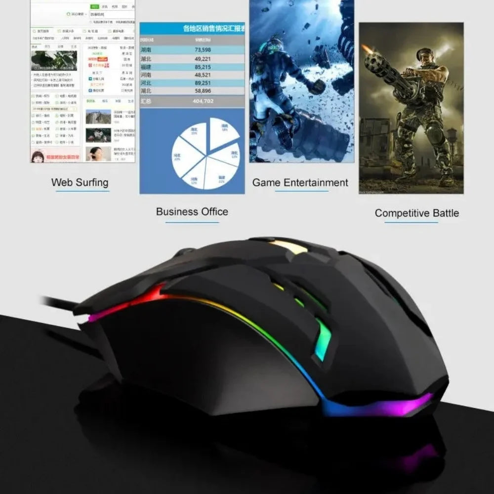 USB Wired Mouse Professional Optical Wired Mouse RGB Breathing Light Effect Gaming Mouse Mice For Computer Laptop PC Home Office