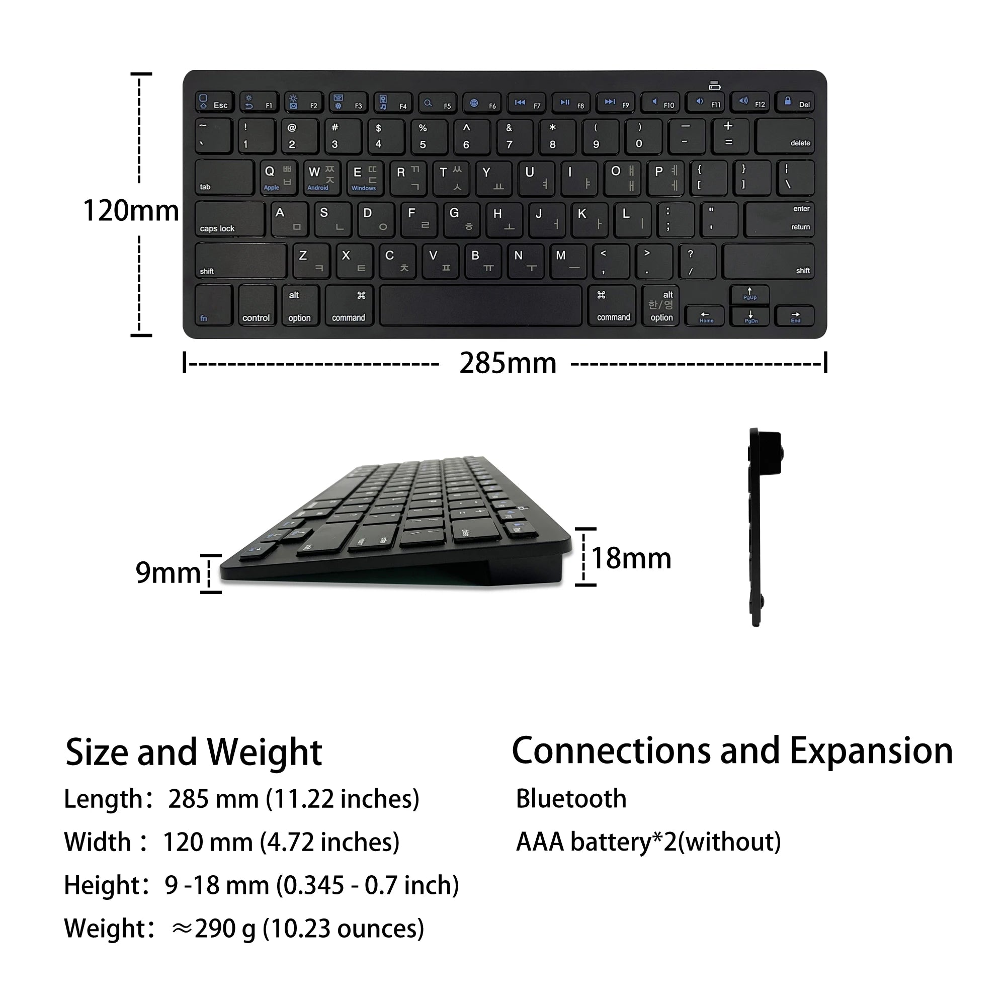 Korean Language Ultra Thin Lightweight Low Noise Keyboards for MacBook Neo/Air/Pro/iPad/iPhone/for Laptop/Computer/Surface