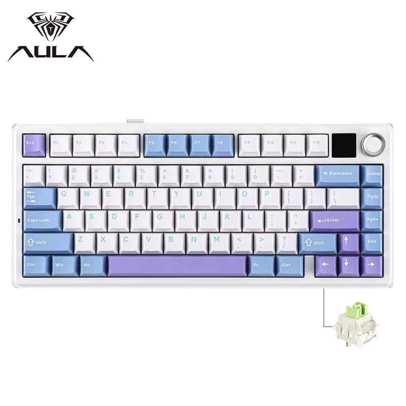 AULA F75 MAX Mechanical Keyboard 75% Wired/Bluetooth/2.4G Hot-Swap RGB E-sports Keyboard with TFT Screen for PC/Mac/Android ﻿