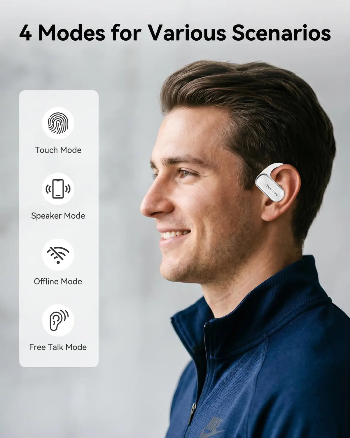 AI Translation Earbuds Real Time, 144 Language Translator Earbuds Open Ear Design 3-in-1 Bluetooth Translating Headphones