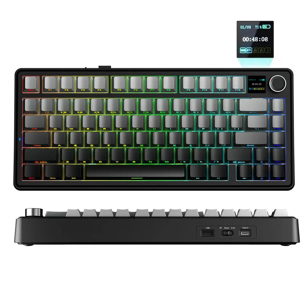 AULA F75 MAX Mechanical Keyboard 75% Wired/Bluetooth/2.4G Hot-Swap RGB E-sports Keyboard with TFT Screen for PC/Mac/Android ﻿