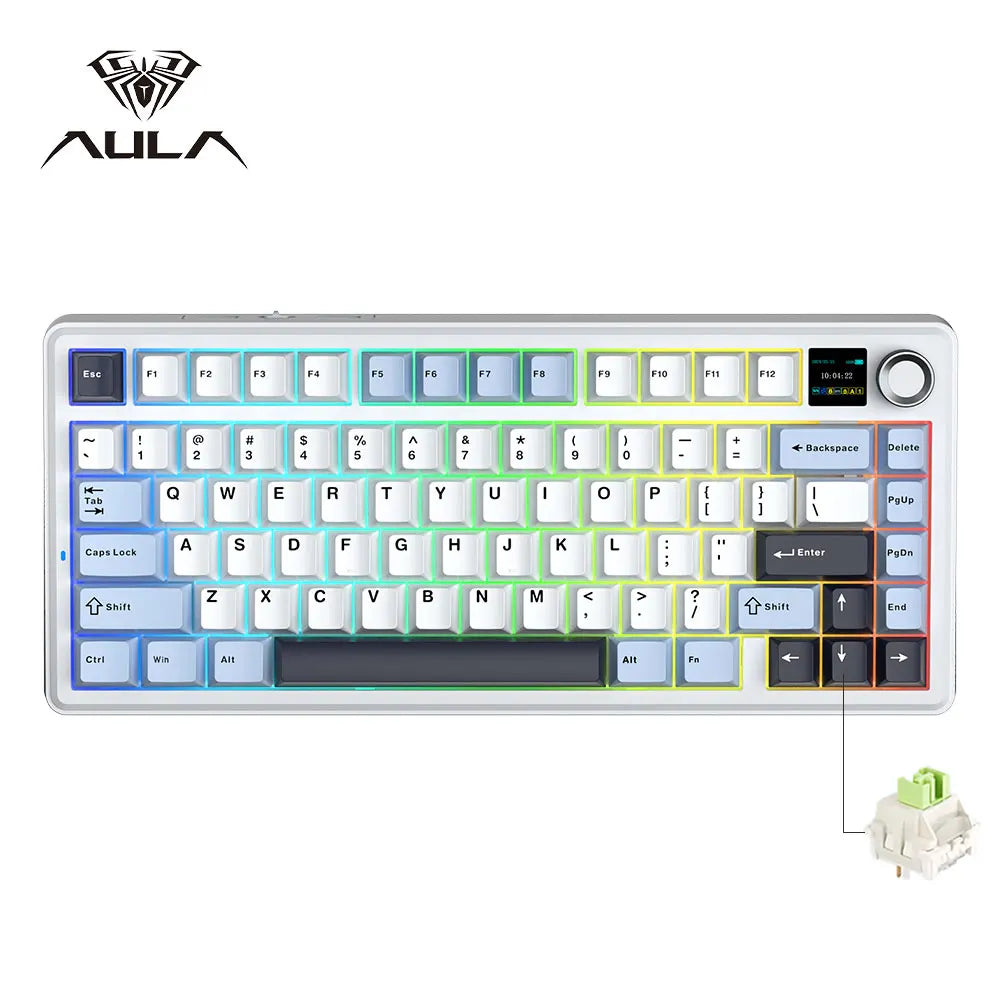 AULA F75 MAX Mechanical Keyboard 75% Wired/Bluetooth/2.4G Hot-Swap RGB E-sports Keyboard with TFT Screen for PC/Mac/Android ﻿